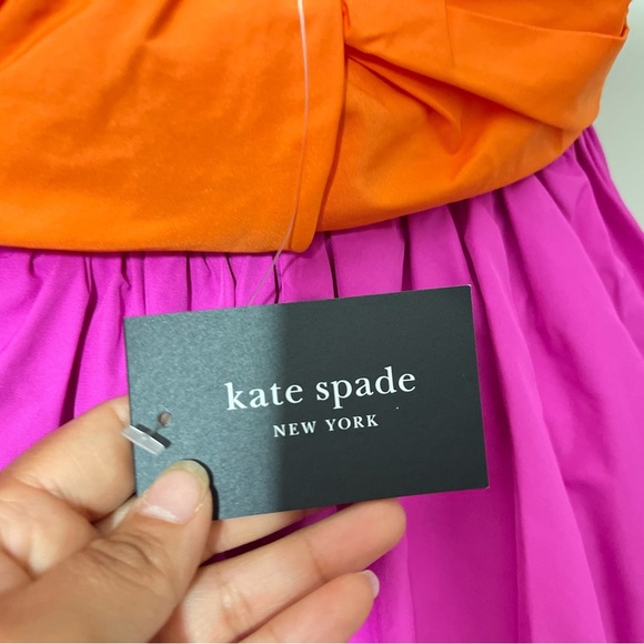 Kate Spade  Twist Bodice Pink/Orange Dress Size 8 - Picture 8 of 11